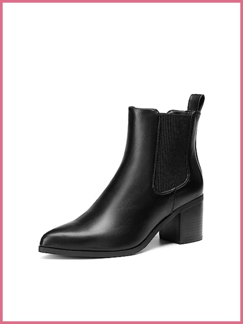 Women's Heeled Ankle Chelsea Boots Pointed Toe Faux Leather